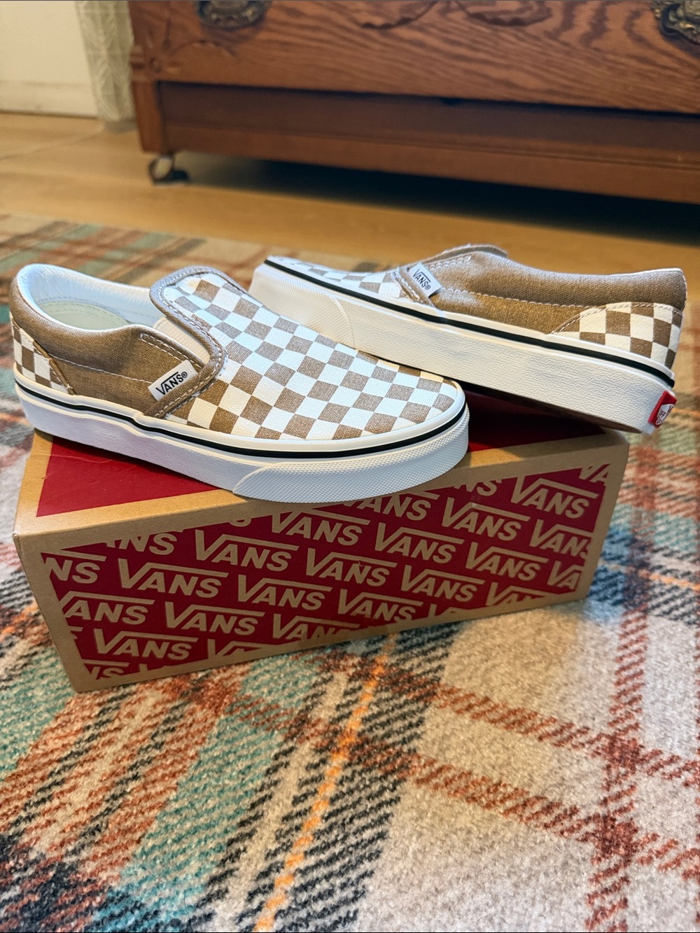 Vans Classic Checkered Slip On in Bronze